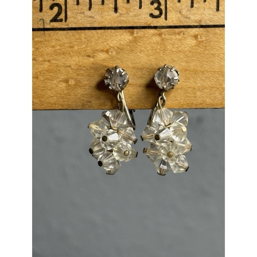 Vintage Aurora Borealis LAGUNA Clip On Earrings AB‎ Crystal Signed